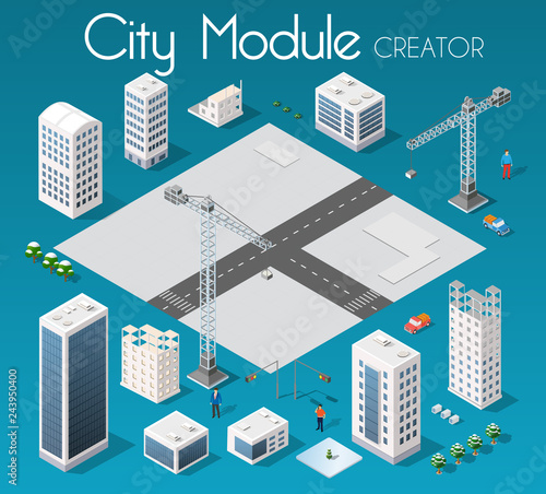Isometric set module city