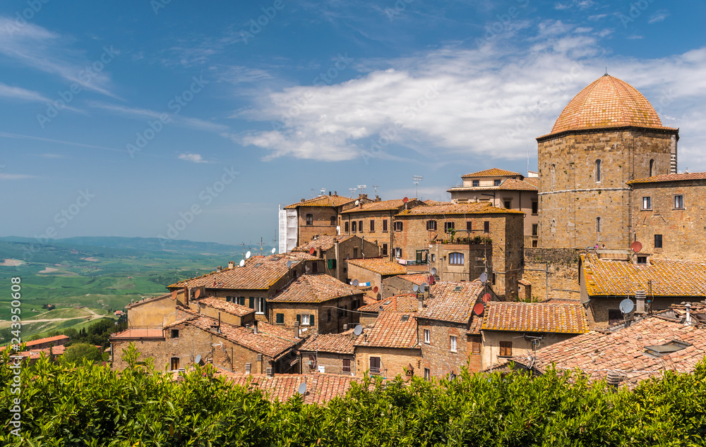 View of the Volterra, in Tuscany, with landscape in background