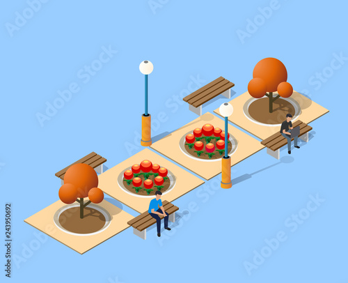 Isometric autumnal city