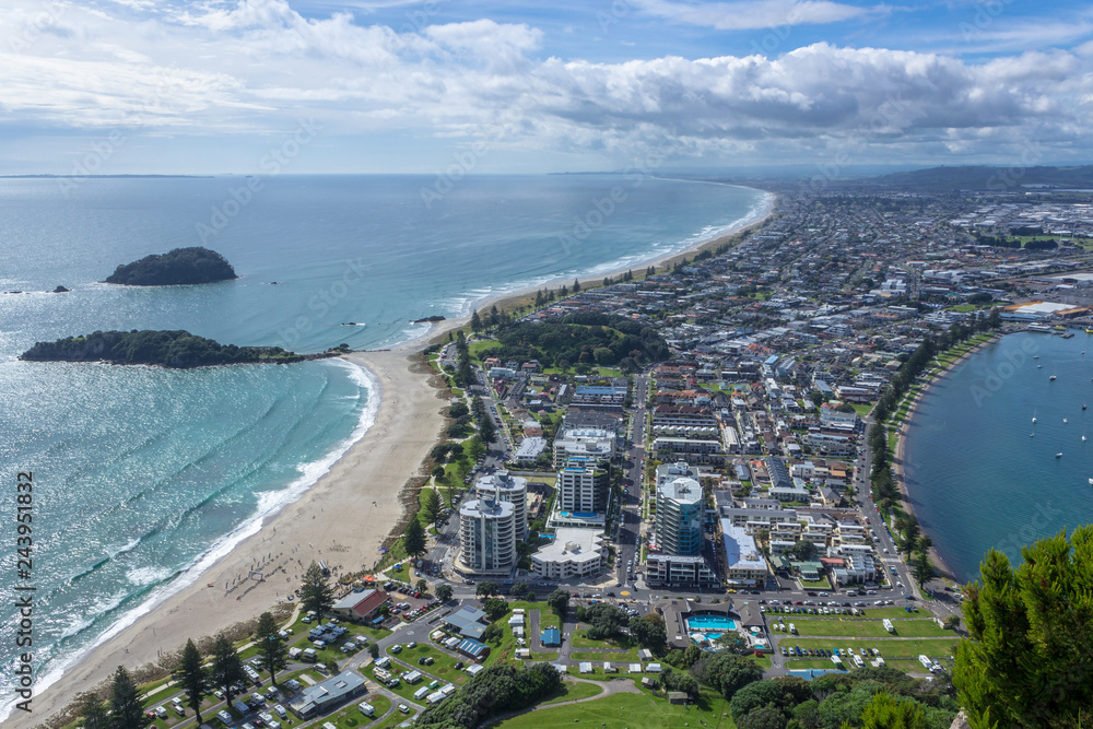 View from the summit of Mt Mauao volcano in Mount Maunganui, colloquially known as 