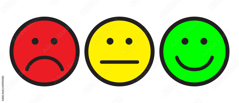 Red, yellow and green smileys Red, yellow and green smileys