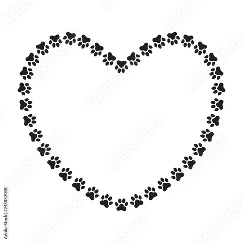 Heart shaped frame made of paw prints