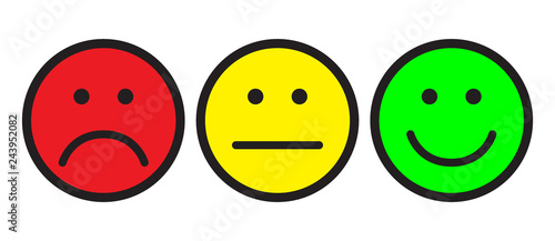 Red, yellow and green smileys