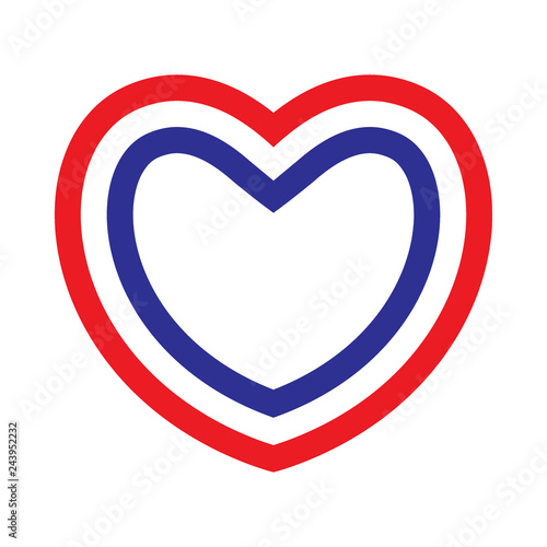 Heart with contours of French flag's colors