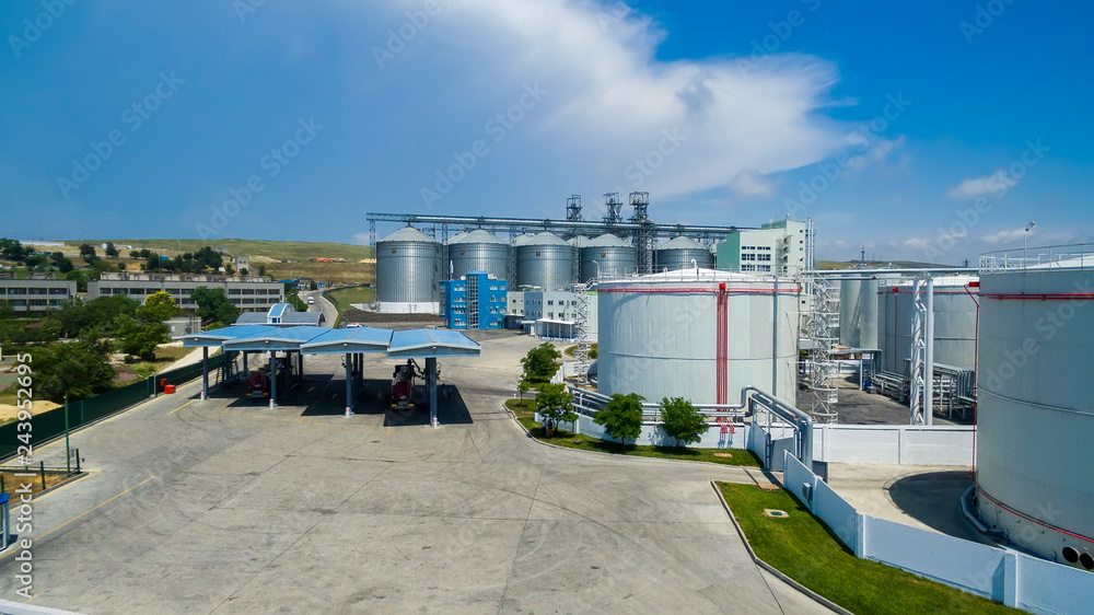 factory by the sea from drone
