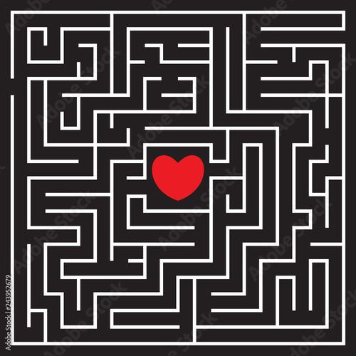 Labyrinth with red heart