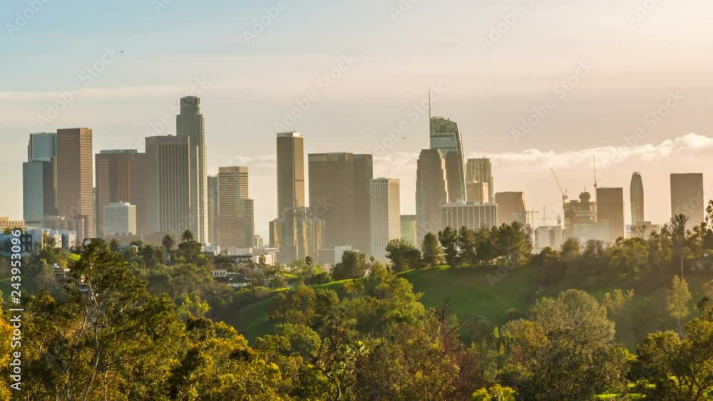 Timelapse of Sunset at Downtown LA Skyline -Close Up Shot- Timelapse of Sunset at Downtown LA Skyline -Close Up Shot-