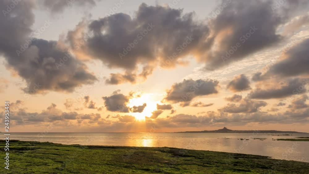 Timelapse of Gorgeous Sunset at Exotic Coastline in Okinawa -Pan Left- Timelapse of Gorgeous Sunset at Exotic Coastline in Okinawa -Pan Left-