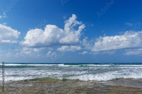 idyllic landscape  sea  clouds and clear sky. Background