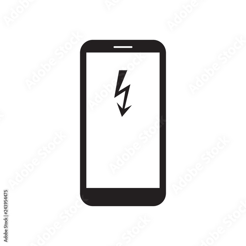 Smartphone with lightning icon on the screen