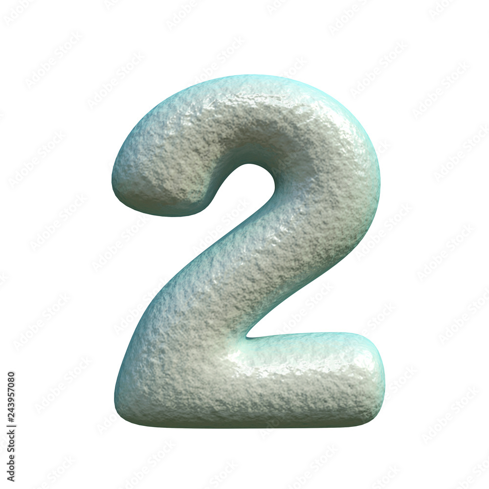 Grey blue clay Number 2 TWO 3D Grey blue clay Number 2 TWO 3D