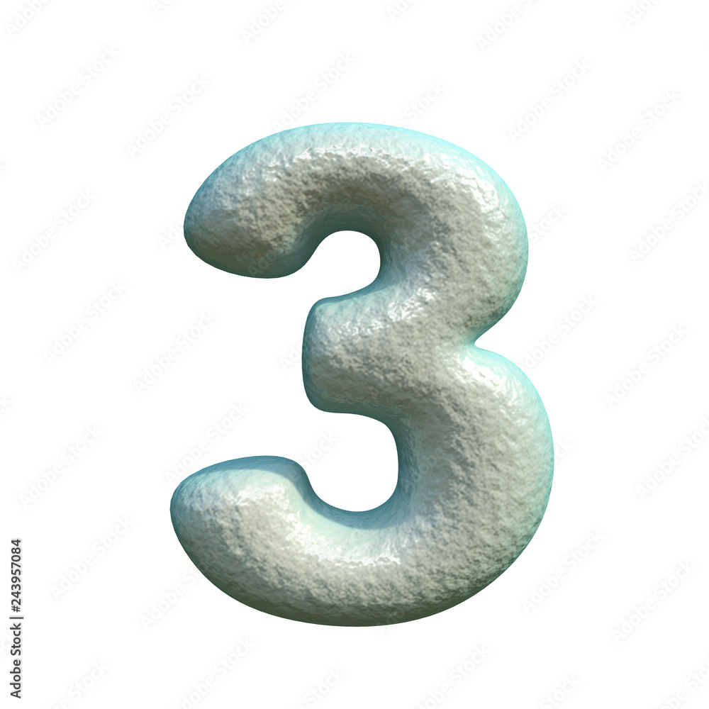 Grey blue clay Number 3 THREE 3D Grey blue clay Number 3 THREE 3D