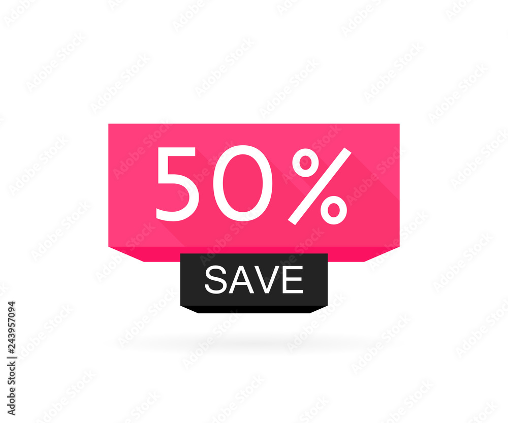 Special offer sale. Discount offer price label 50 save, symbol for advertising campaign in retail, sale promo marketing. Modern vector illustration flat style Special offer sale. Discount offer price label 50 save, symbol for advertising campaign in retail, sale promo marketing. Modern vector illustration flat style