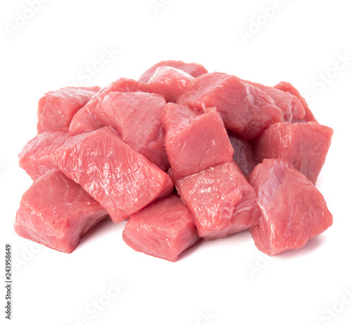 Stampa su tela Raw chopped beef meat pieces isolated om white background cut out