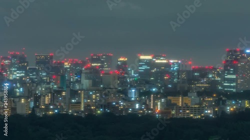Wallpaper Mural Timelapse of City Skyline over Urban Forest at Night in Tokyo -Long Shot- Torontodigital.ca