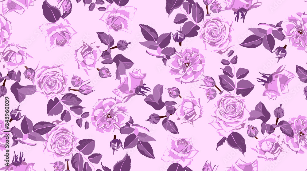 Seamless Rose Pattern, Rustic Floral Background. Seamless Rose Pattern, Rustic Floral Background.