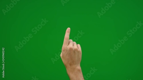 Set of 9 different one finger swipe gestures fast and slow on greenscreen photo