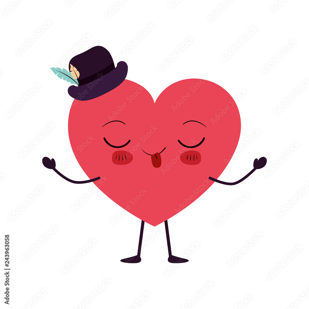 heart love kawaii character heart love kawaii character