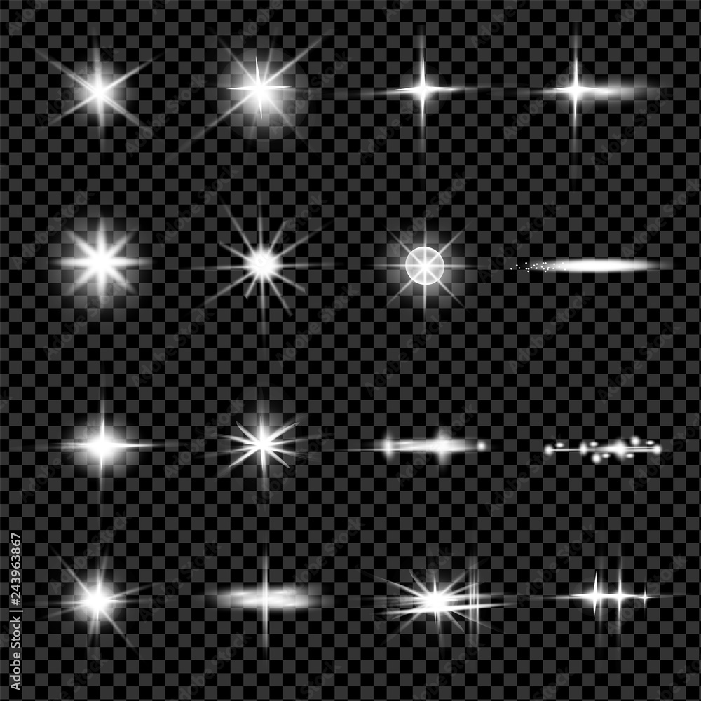 Lights sparkles isolated. Vector illustration of glowing lens flares and sparks. Lights sparkles isolated. Vector illustration of glowing lens flares and sparks.