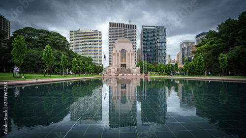 Photography ANZAC Memorial reflection in Hyde Park in Sydney CBD