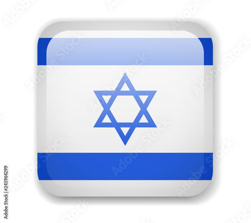 Israel Flag. Bright Square Icon. Vector Illustration