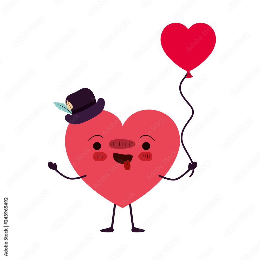 heart love kawaii character heart love kawaii character