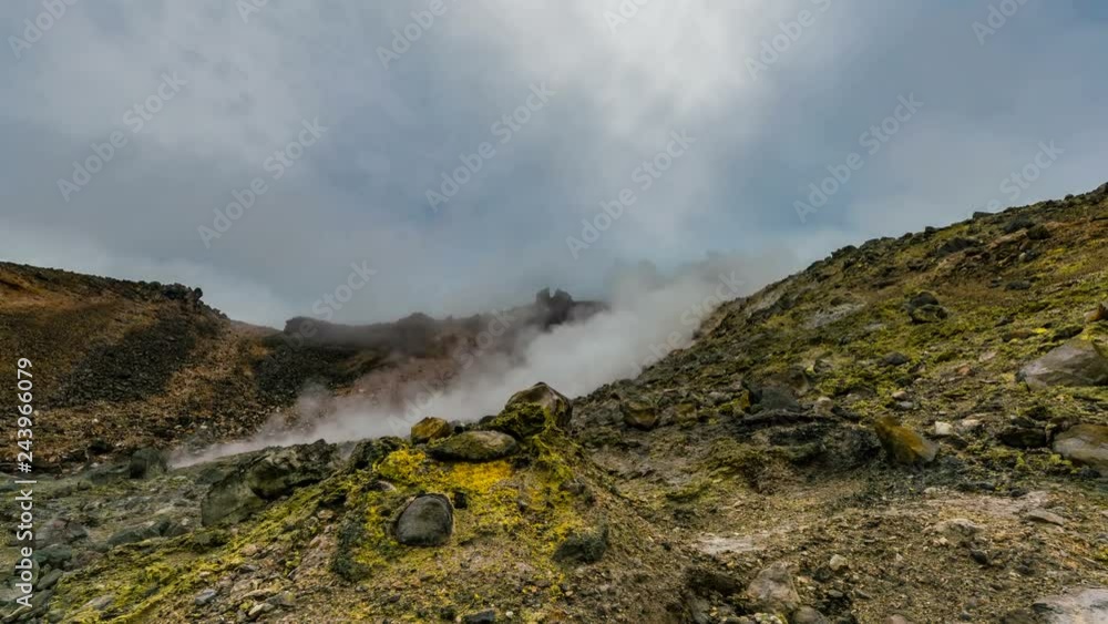 Timelapse of Geothermal Vent at Volcanic Crater by Summit in Japan -Zoom In- Timelapse of Geothermal Vent at Volcanic Crater by Summit in Japan -Zoom In-