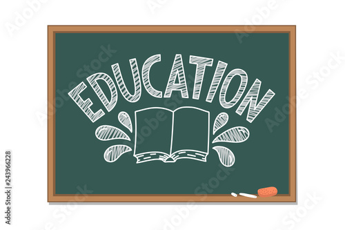 Hand written word "Education" on blackboard