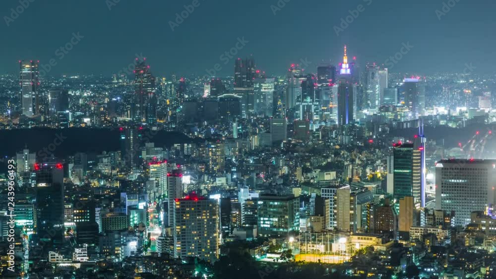 Timelapse of Shinjuku Skyline in Tokyo at Night -Tilt Down- Timelapse of Shinjuku Skyline in Tokyo at Night -Tilt Down-