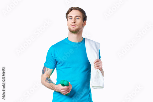 man with water towel fitness