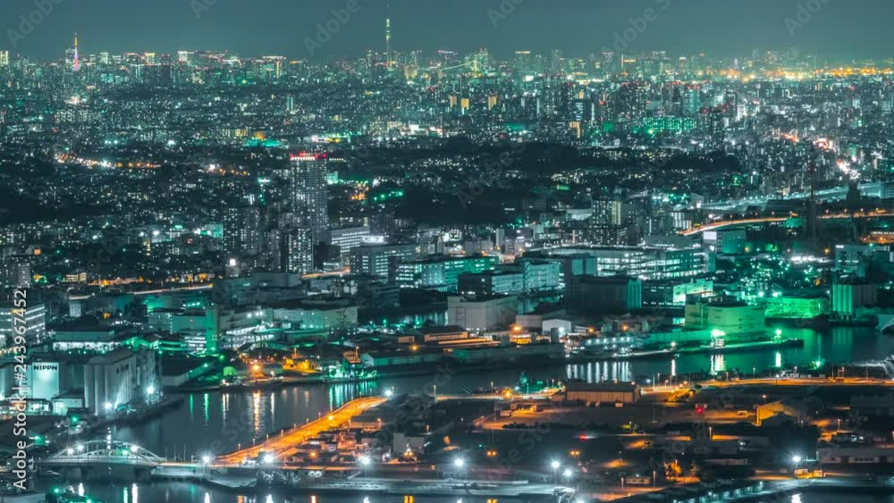 Timelapse of Waterfront City Lights in Yokohama, Japan -Close Up- Timelapse of Waterfront City Lights in Yokohama, Japan -Close Up-