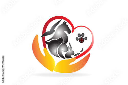Logo caring pets veterinary business card