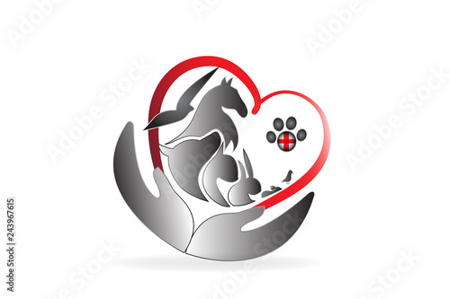 Logo hands caring pets veterinary business card