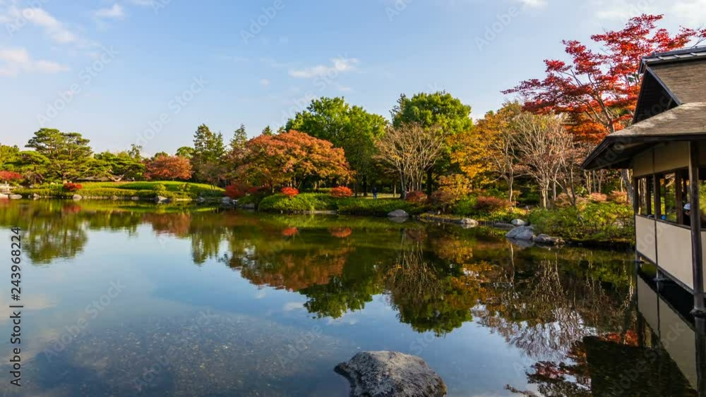 Timelapse of Pond at Japanese Garden Fall Foliage in Japan -Zoom Out- Timelapse of Pond at Japanese Garden Fall Foliage in Japan -Zoom Out-