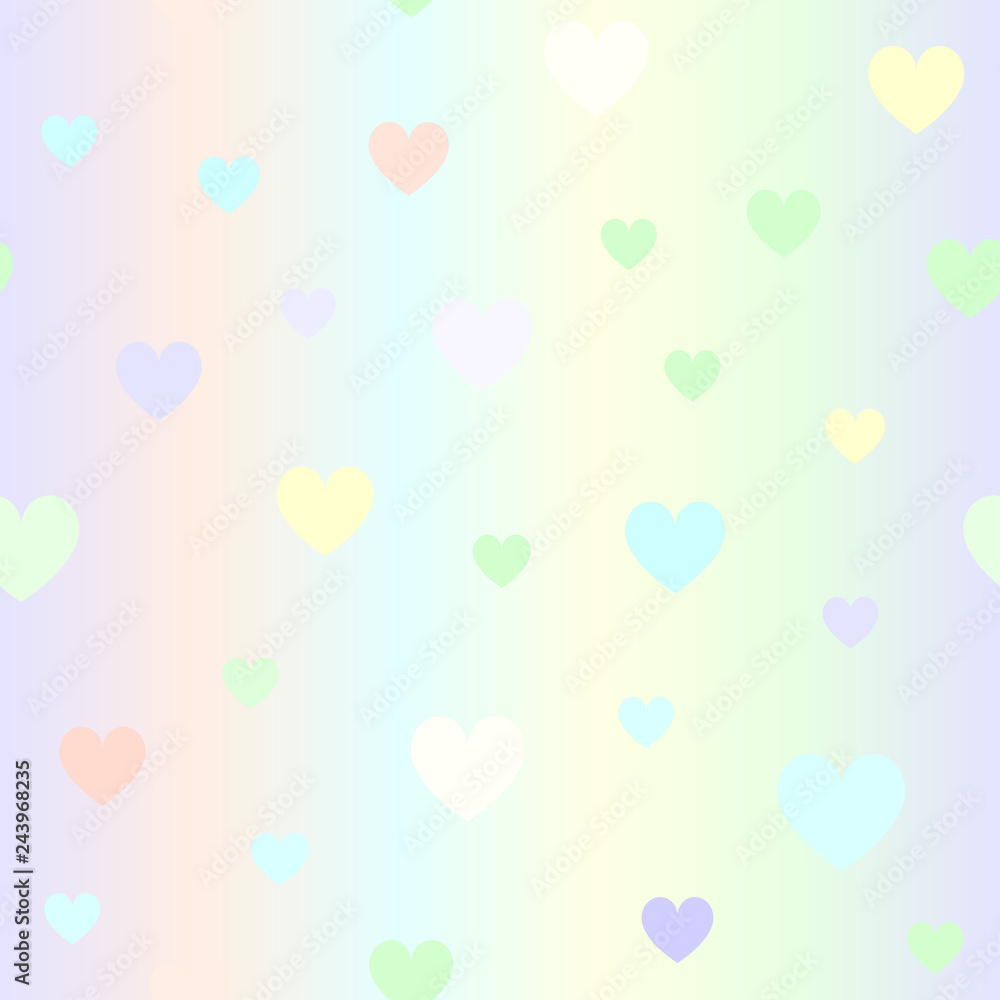 Glossy heart pattern. Seamless vector love background