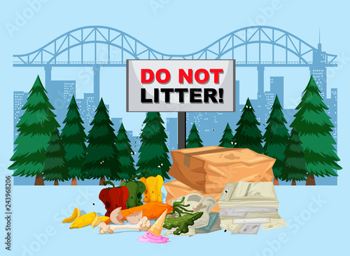 DO not litter banner with city background