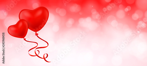 Herz Luftballons mit Bokeh Hintergrund und Textfreiraum - Banner