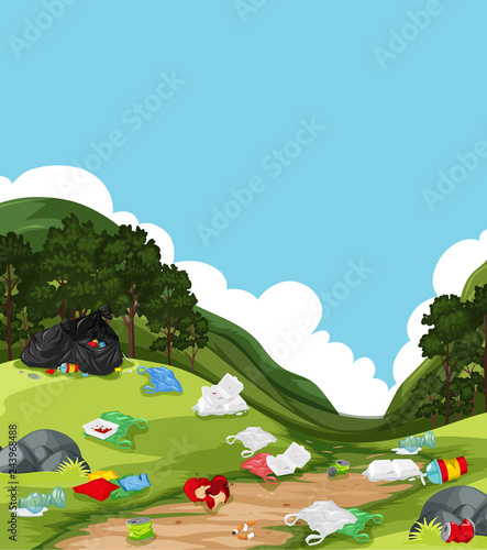 Litter in nature landscape