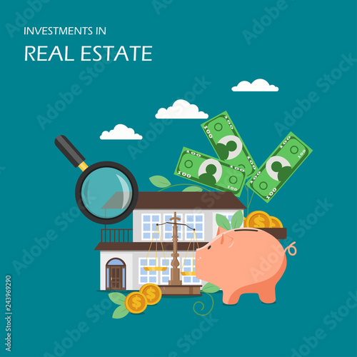 Investments in real estate vector flat illustration