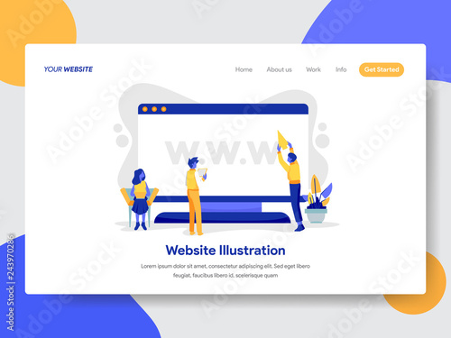 Landing page template of Website on Desktop Illustration Concept. Modern flat design concept of web page design for website and mobile website.Vector illustration