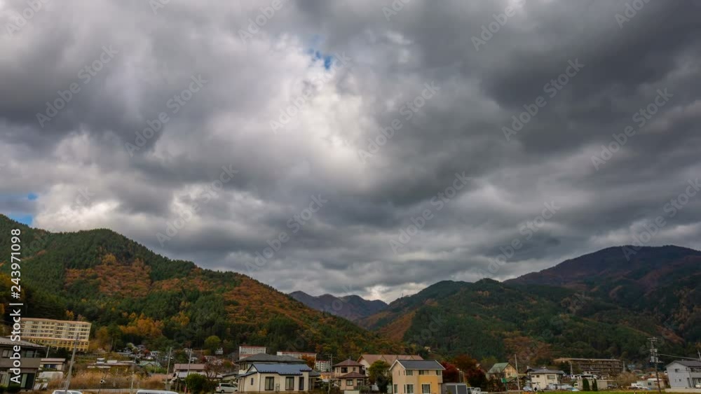 Timelapse of Cloudscape over Fall Foliage Mountains in Japan -Zoom Out- Timelapse of Cloudscape over Fall Foliage Mountains in Japan -Zoom Out-