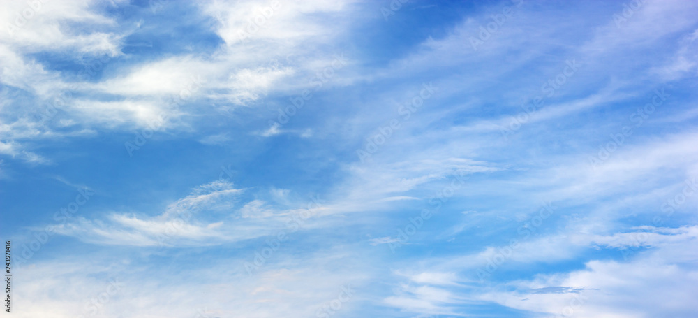Panorama blue sky with clouds. nature background