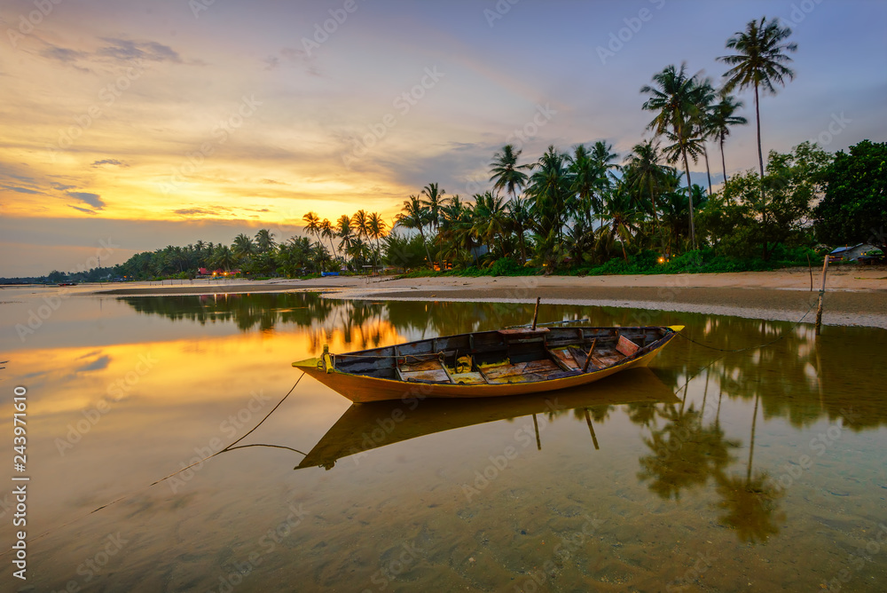 Fototapeta premium Traditional boat at Bintan Island Indonesia