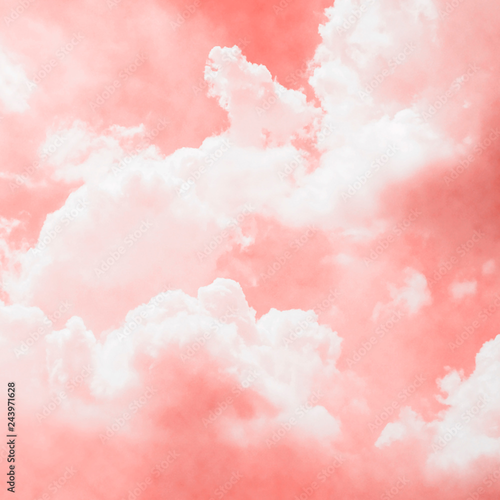 Living coral sky with cloud background