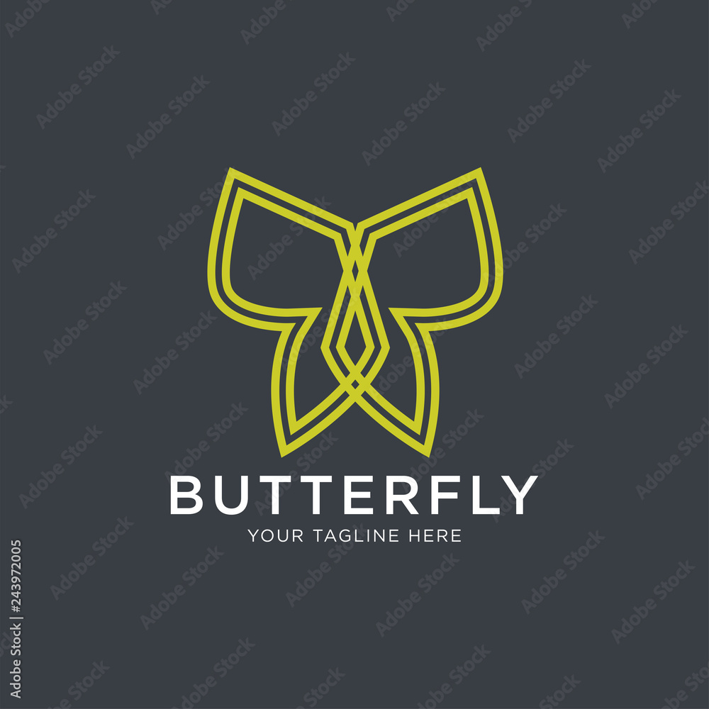 Butterfly logo. Beautiful decorative butterfly from intertwined lines. Logo for cosmetics, lingerie, jewelry store. - Vector Butterfly logo. Beautiful decorative butterfly from intertwined lines. Logo for cosmetics, lingerie, jewelry store. - Vector