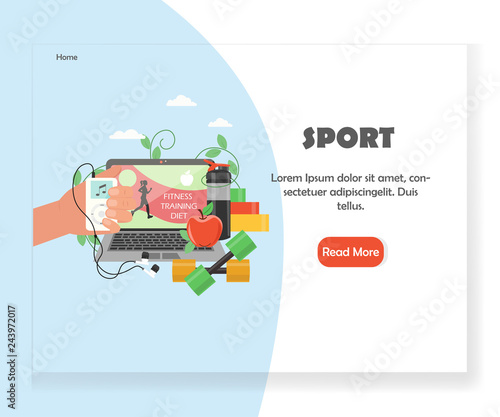 Vector sport website landing page design template