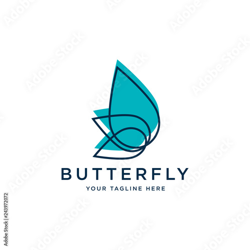 Butterfly logo. Beautiful decorative butterfly from intertwined lines. Logo for cosmetics, lingerie, jewelry store. - Vector 