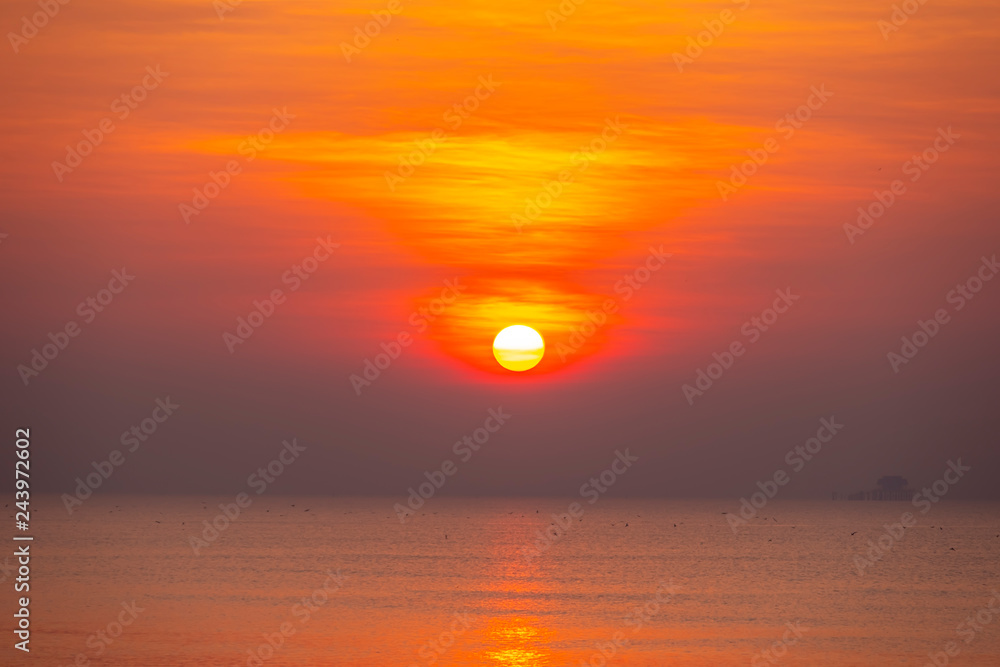 Beautiful of red ocean sunrise