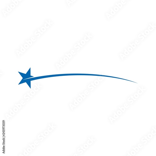 Star with tail. Comet. vector logo.