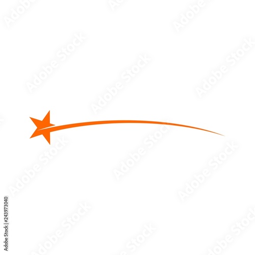 Star with tail. Comet. vector logo.